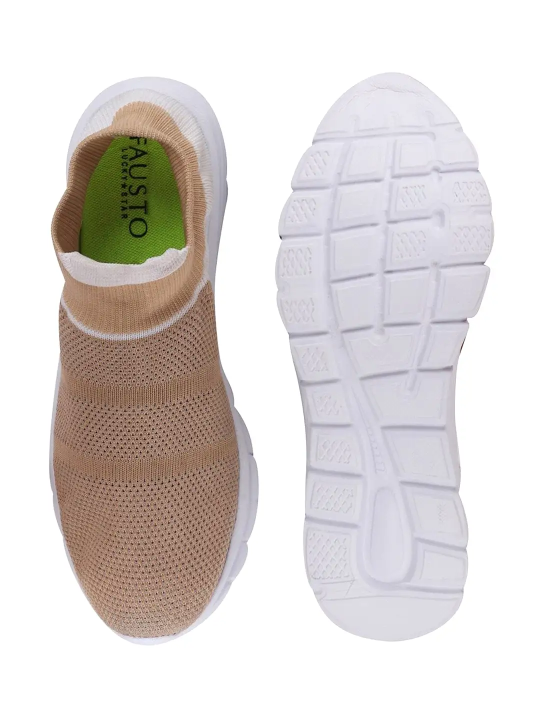 Women Beige Sports Slip-On Outdoor Walking Shoes