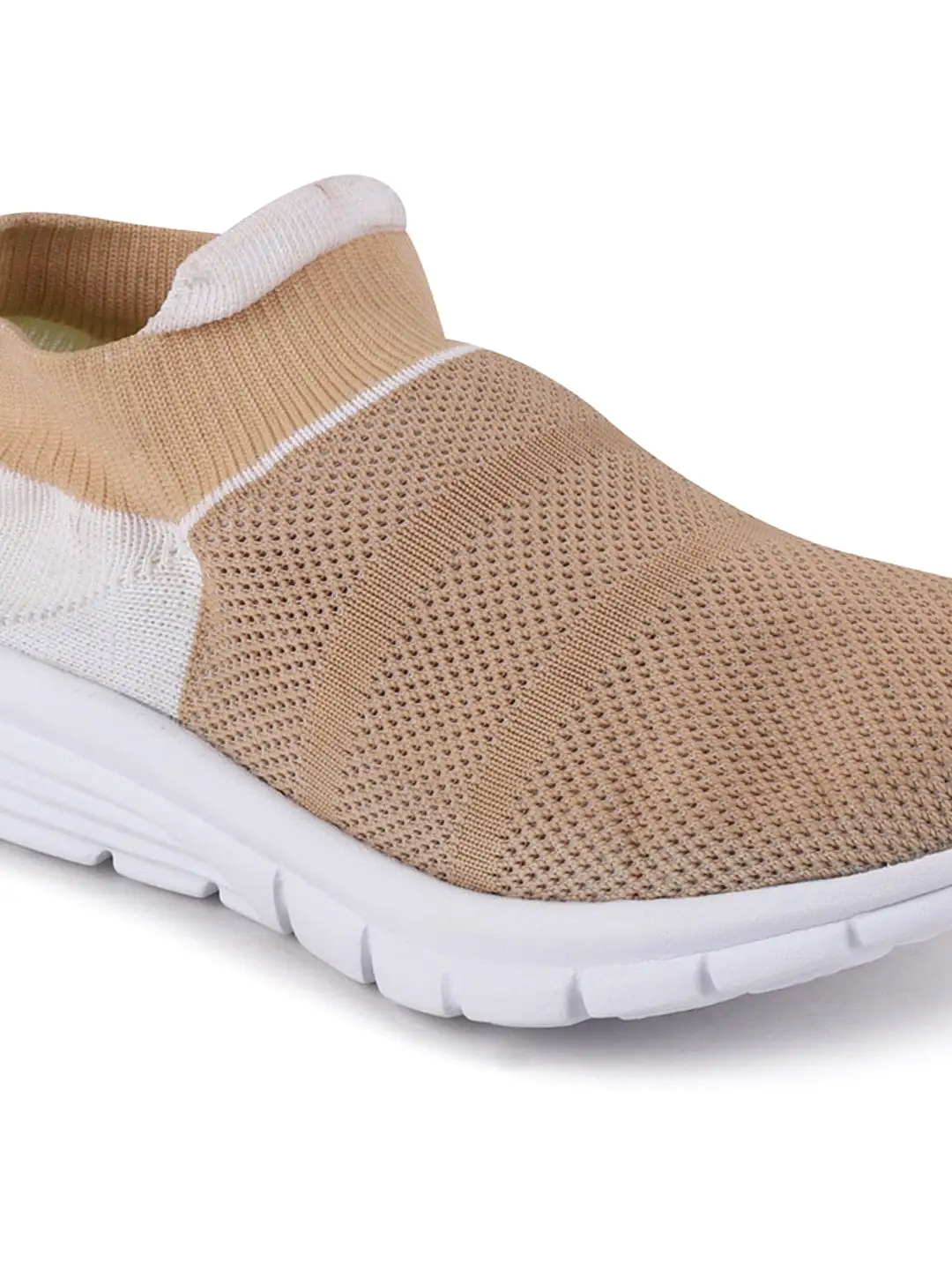 Women Beige Sports Slip-On Outdoor Walking Shoes