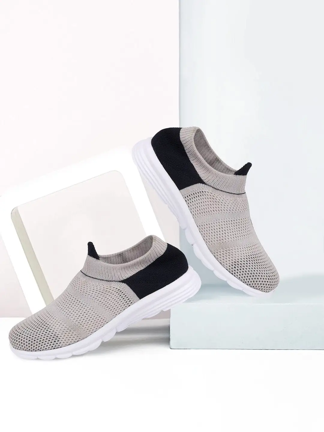 Women Grey Sports Slip-On Walking Shoes