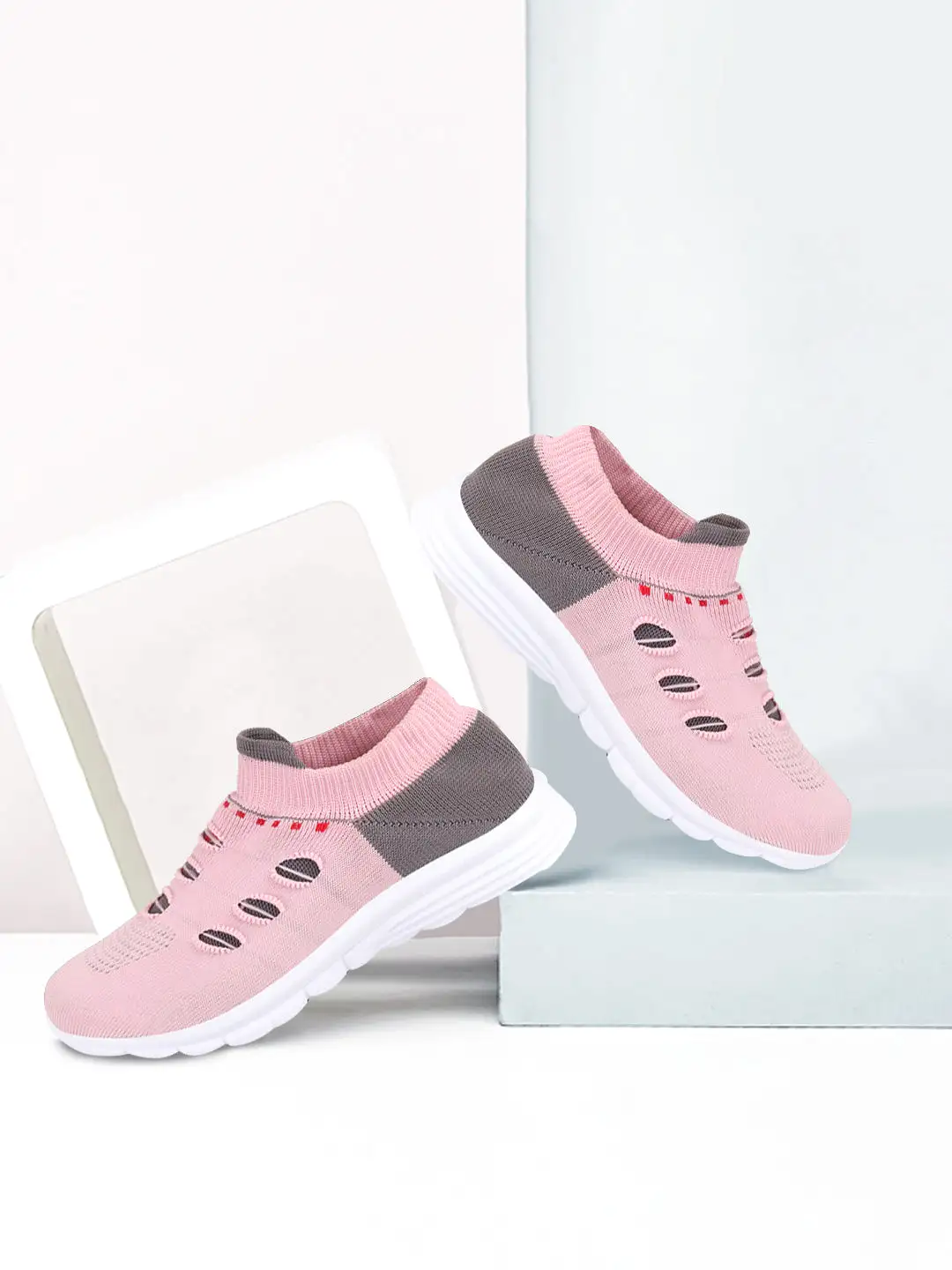 Women Pink Sports Slip-On Walking Shoes