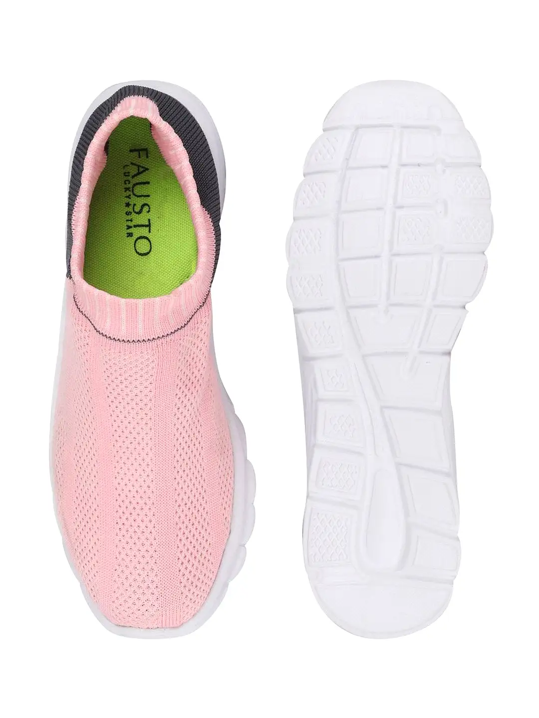 Women Pink/Black Sports Slip-On Walking Shoes