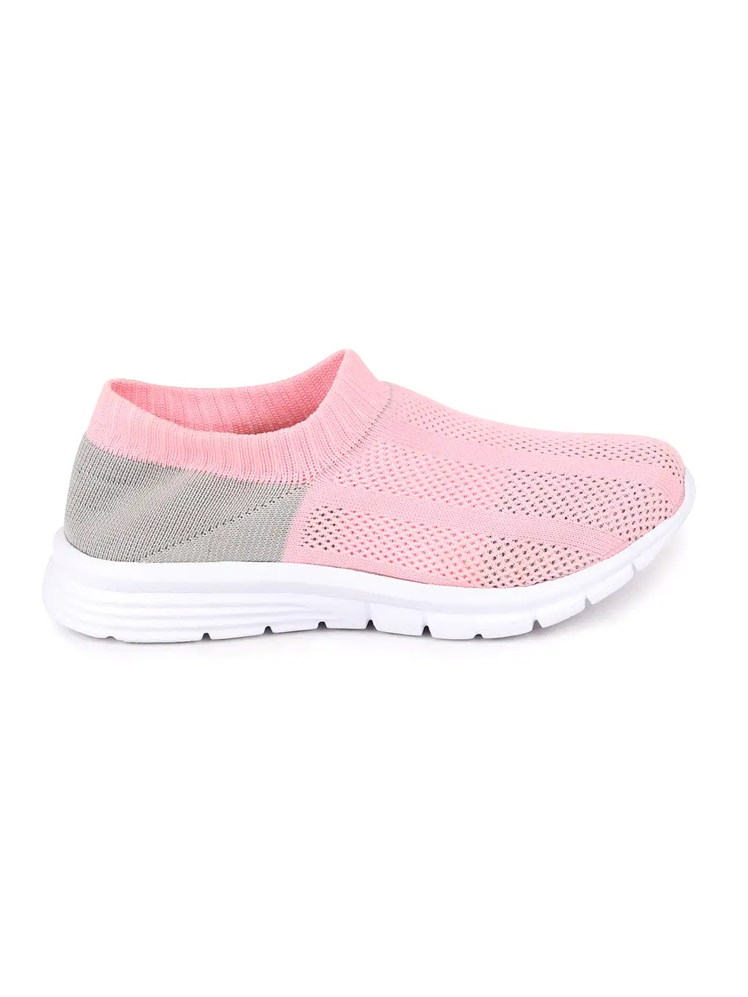 Women Pink/Grey Sports Slip-On Walking Shoes