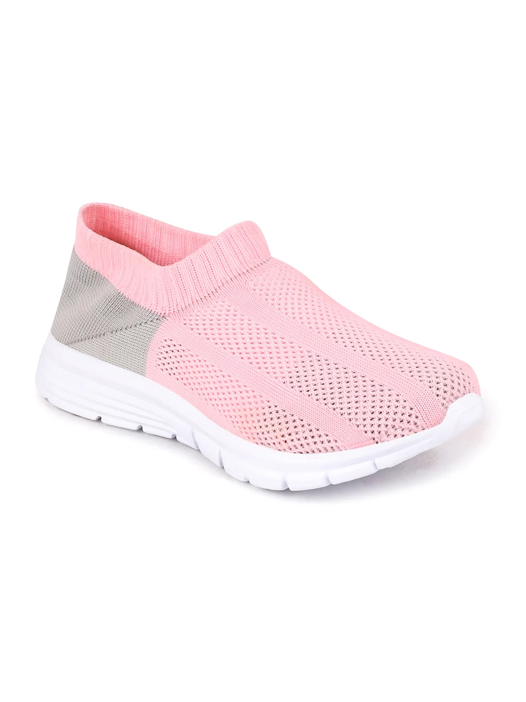 Women Pink/Grey Sports Slip-On Walking Shoes