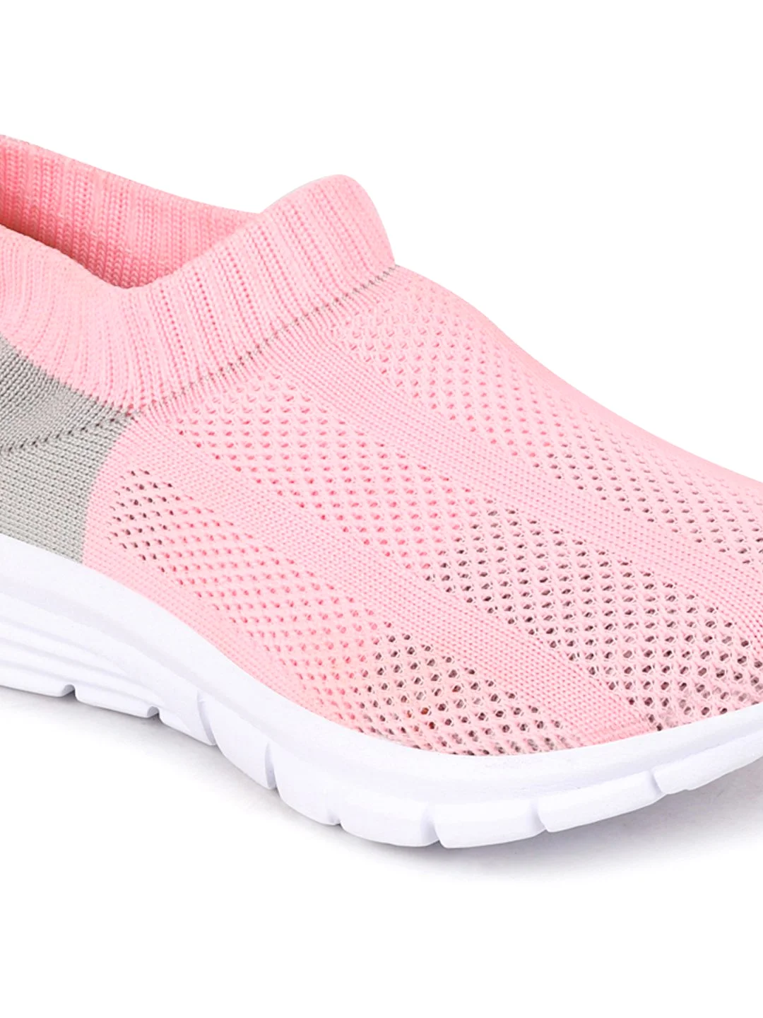 Women Pink/Grey Sports Slip-On Walking Shoes