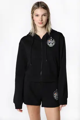 Womens Enygma Graphic Cropped Hoodie