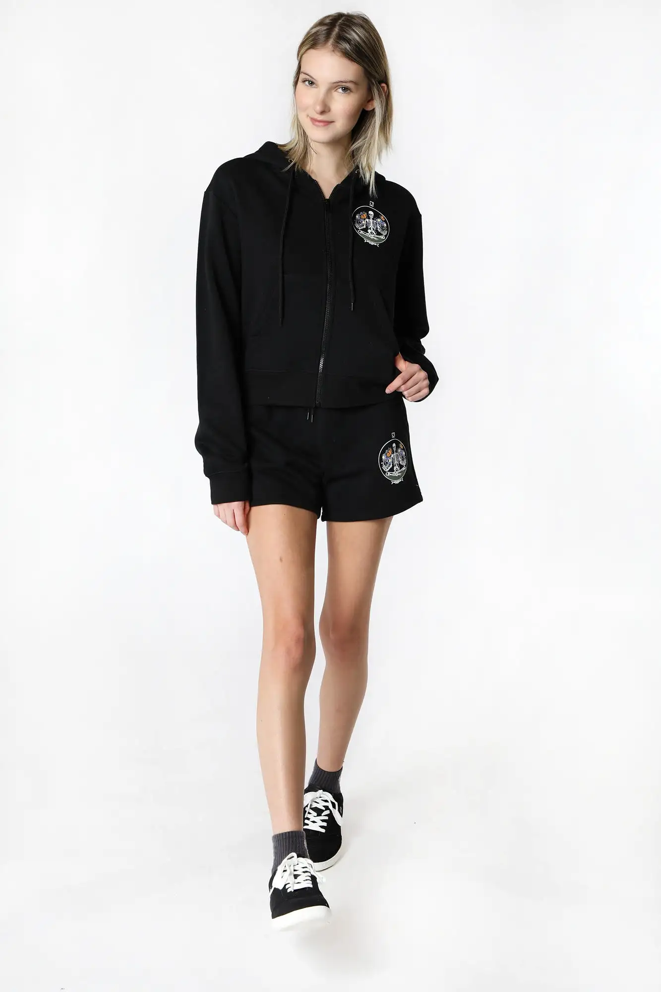 Womens Enygma Graphic Cropped Hoodie