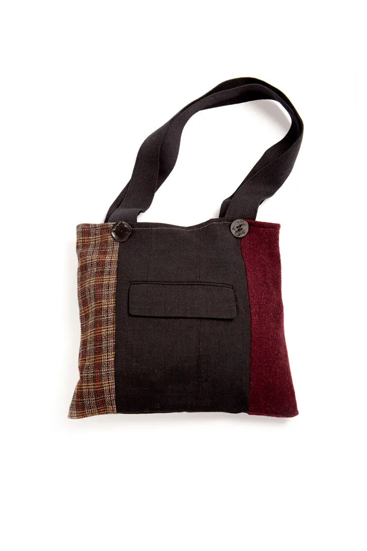 Wool Tote in Red, Black, Grey