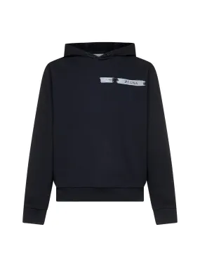 Z Zegna Logo Printed Long-Sleeved Hoodie