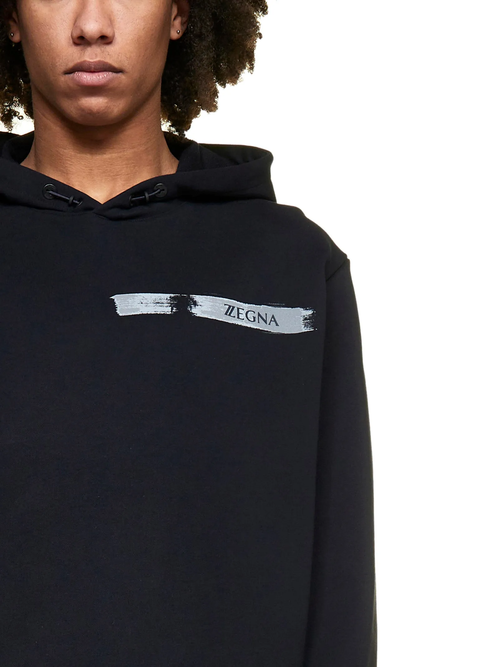 Z Zegna Logo Printed Long-Sleeved Hoodie